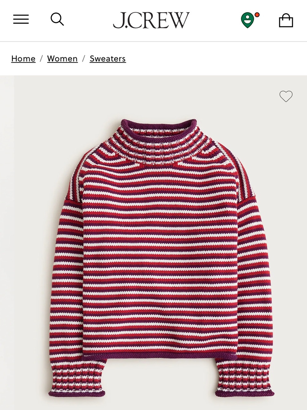 J.Crew Women's Rollneck Sweater in Stripe